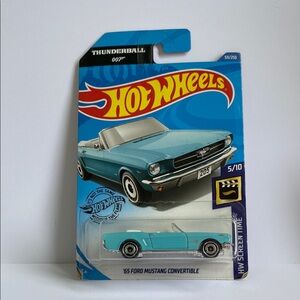 🚘 3/$26🚘 Hot Wheels 1965 Mustang Convertible 007 James Bond Blue